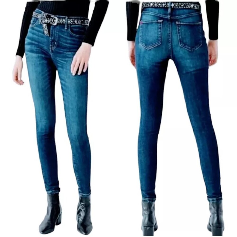 ANTHROPOLOGIE / BDG Grazer Cigarette Skinny Jeans, Blue Cotton Stretchy Boho, 26